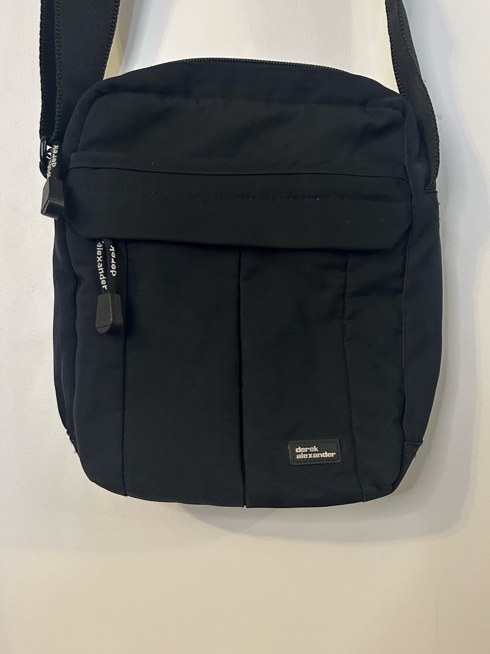 derek alexander Black Crossbody Bag with Multiple Zip Pockets
